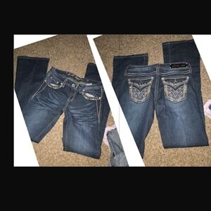 L.A. Idol Women's Boot Cut Jeans - Blue with Silver Accents